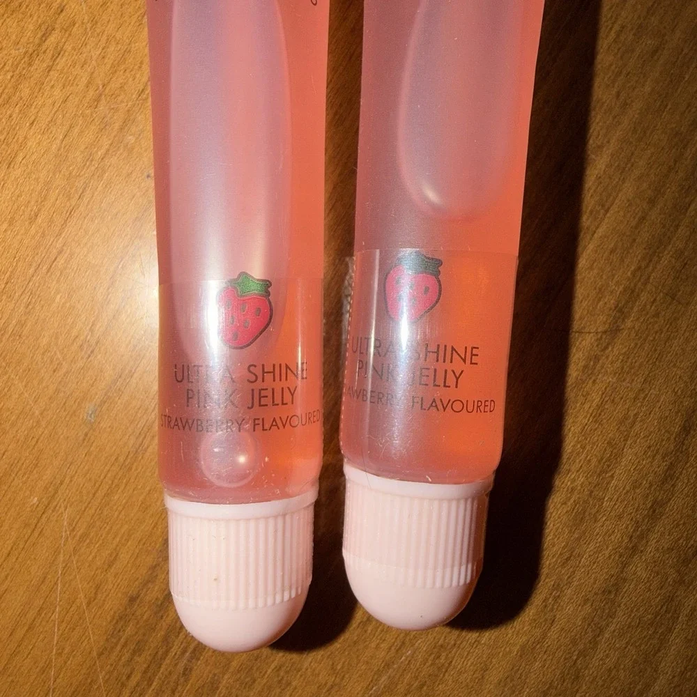 NEW Max Cherimoya Lip Gloss Ultra Shine‎ Pink Jelly Strawberry Sealed Lot Of 2